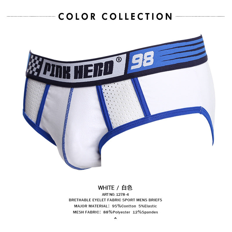 Sports Color Matching Mesh Breathable Comfortable Men's Briefs