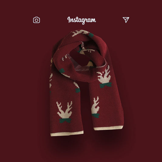 Fashion Red Deer Scarf Lady