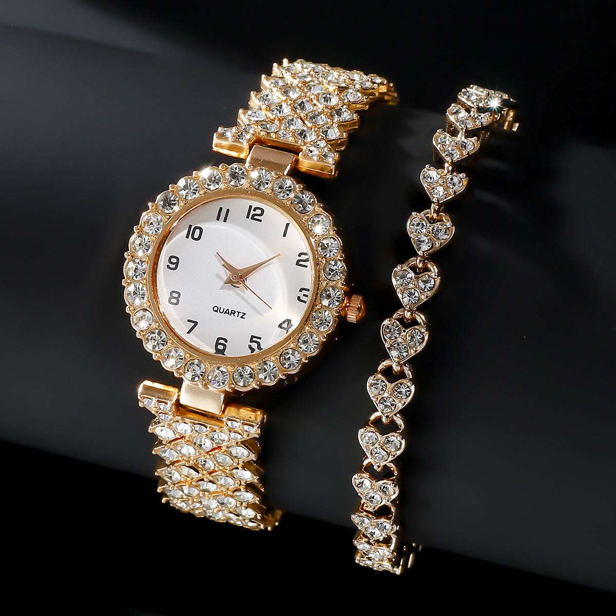 Fashion Jewelry 2pcs Luxury Fashion Women Watch Set Silver Strap Ladies Quartz Wristwatch Alloy Bracelet For Ladies Jewelry Set Clock Gift - globaltradeleader