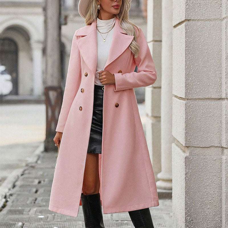 Women's Trench Coat Lapel Pocket Double Breasted Coat - globaltradeleader