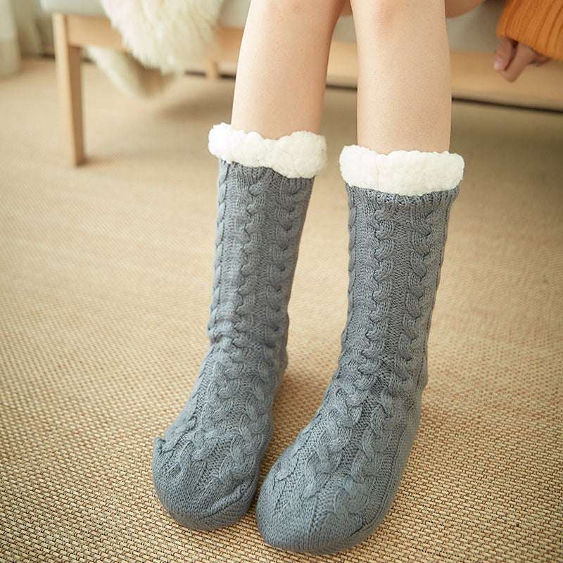 Winter Warm Knitted Plush Floor Socks Home Indoor Non-slip Carpet Socks For Men And Women - globaltradeleader