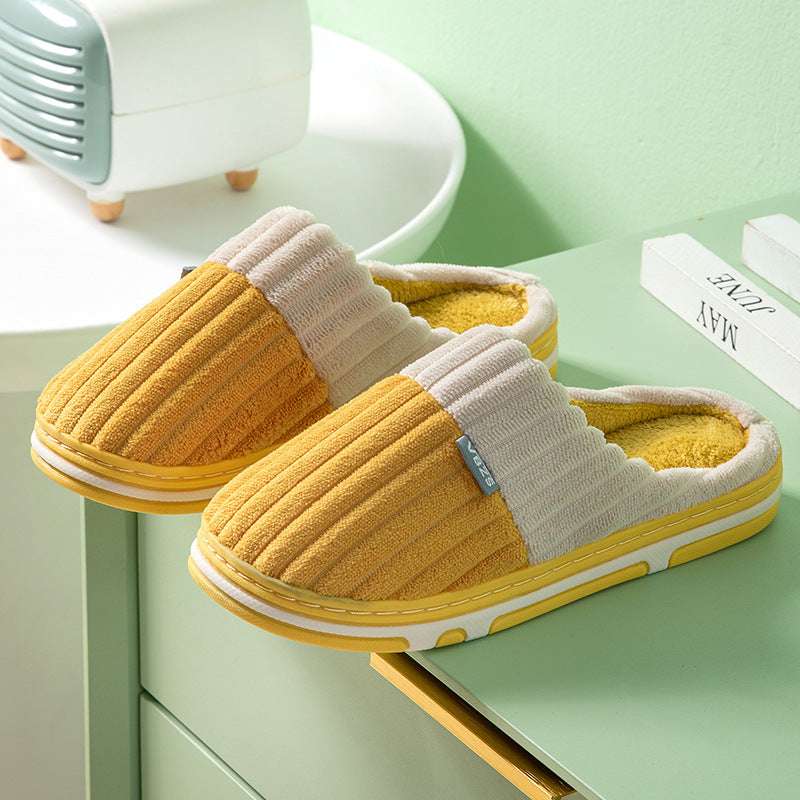 Unisex Winter Slippers Corduroy Shoes Couples Bedroom Slippers Women Men - globaltradeleader