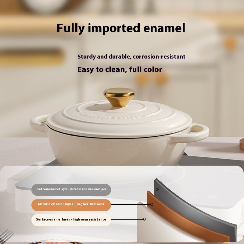 Cream White Cast Iron Cast Soup Stew Pot - globaltradeleader