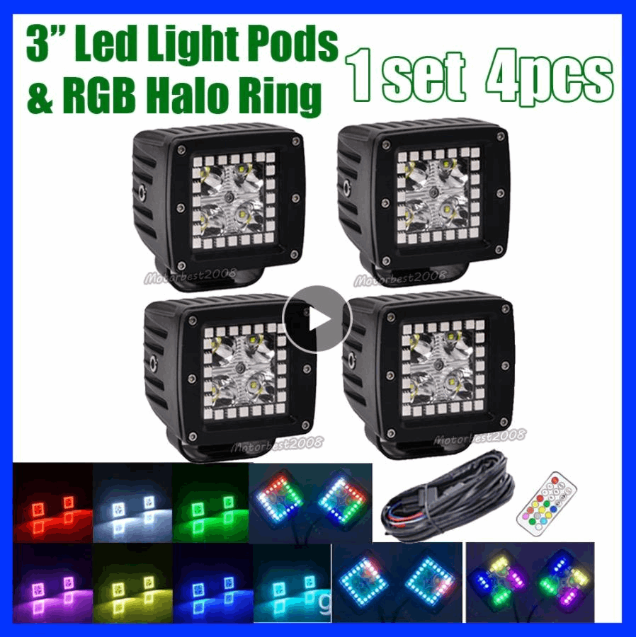 CREE LED RGB 20W Work Light With Angel Eyes Symphony Water Marquee