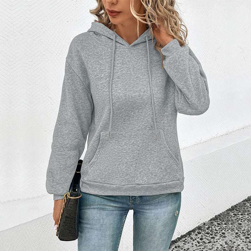 Cross-border Long Sleeve Solid Color Hoodie - globaltradeleader