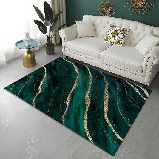 Green Blue Black Marble Nordic Carpet Flannel Printed Mat - globaltradeleader