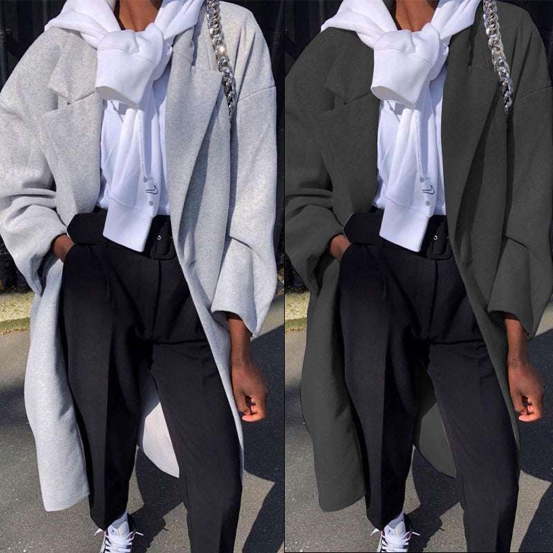 Women's Long Sleeve Fashion Long Trench Coat - globaltradeleader