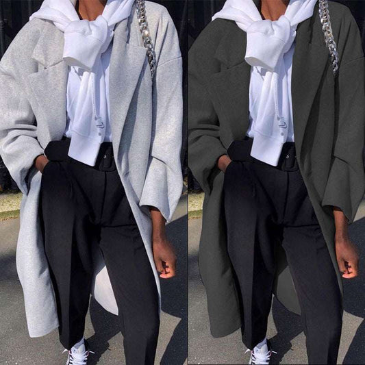 Women's Long Sleeve Fashion Long Trench Coat - globaltradeleader