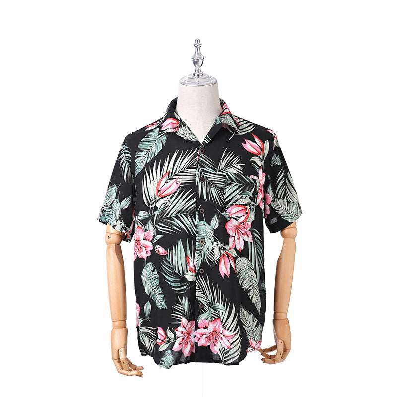 Men's Shirt Rayon Printed Cardigan Short Sleeve Beach Shirt - globaltradeleader