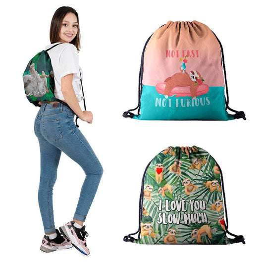 Sloth Series 3d Digital Print Drawstring Pocket Backpack