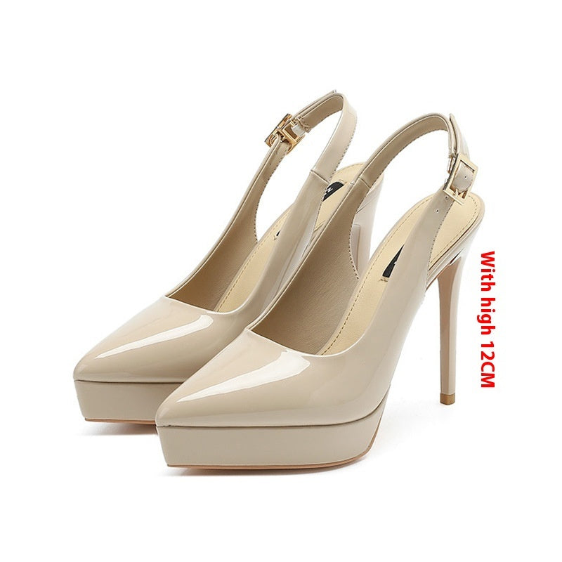Pointed-toe Stiletto Shoes Sexy Super High Heel Toe Cap Slingback Sandals - globaltradeleader