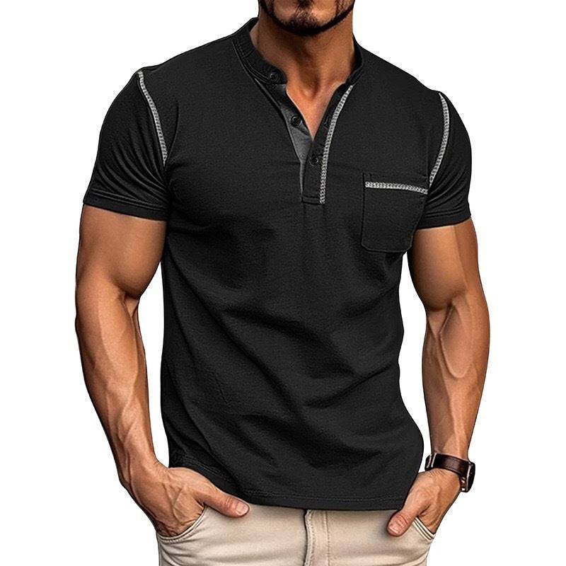 Summer Men's Color Matching Pocket T-shirt Top - globaltradeleader