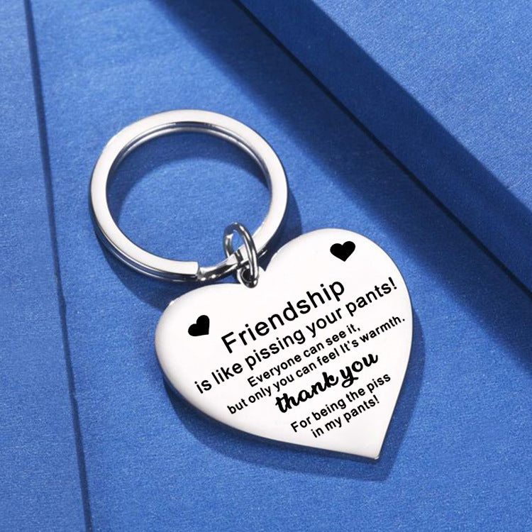 Stainless Steel Heart-shaped Keychain Christmas Gift