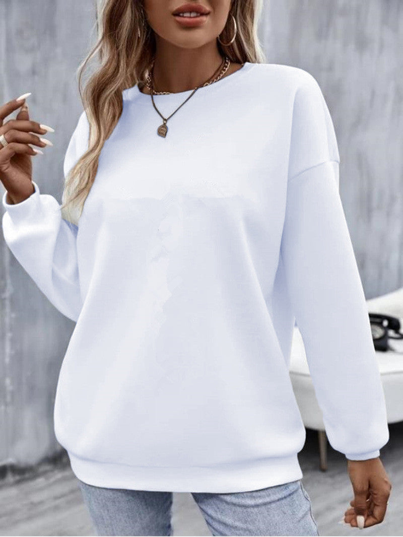 Thick Loose Round Neck Long Sleeve Solid Color Hoodie - globaltradeleader