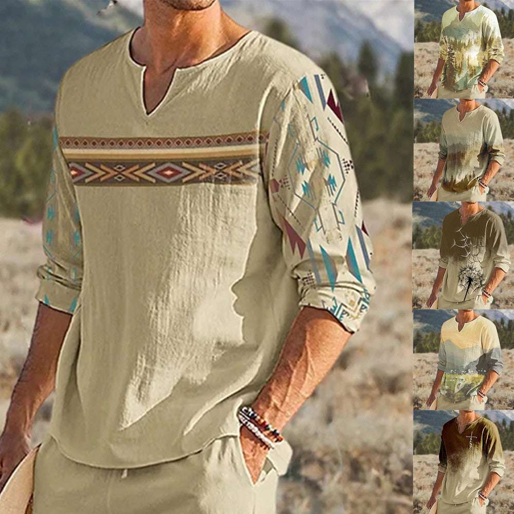 Printed Regular Round Neck Long Sleeve Short Sleeve