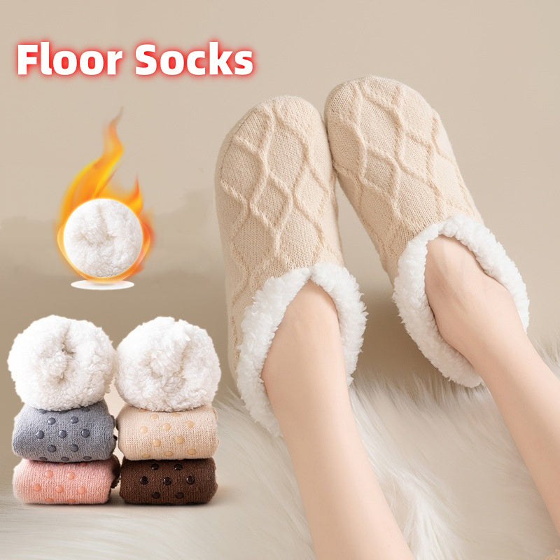 Winter Warm Short Cotton Slipper Socks Unisex Thicken Thermal Plush Home Floor Sock Soft Non-slip Grip Fuzzy Floor Fluffy Socks - globaltradeleader