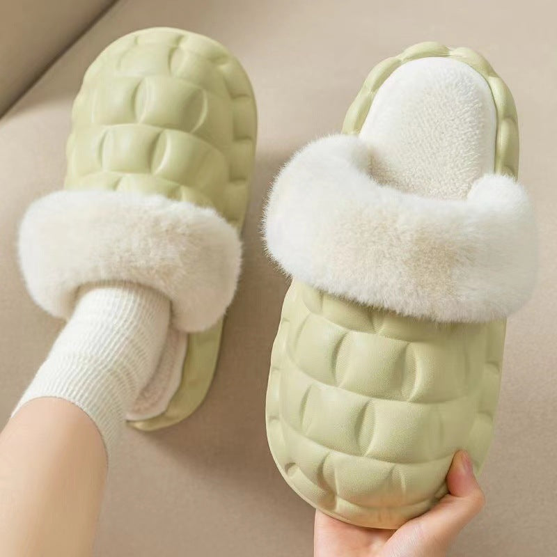 Fuzzy Slippers Women Winter Bedroom Indoor Shoes With Detachable Heel - globaltradeleader