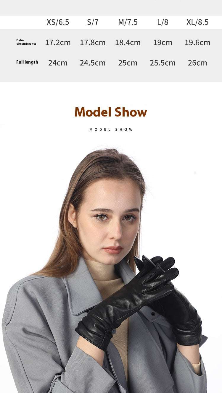 Women's Winter Riding Motorcycle Finger Thickened Warm Leather Gloves - globaltradeleader