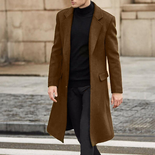 Men's Long Trench Coat Woolen Coat - globaltradeleader