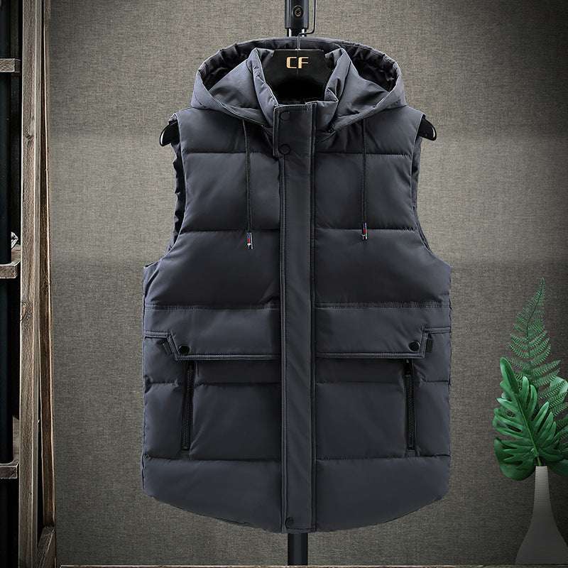 Down Hooded Vest Men's Student Waistcoat Cotton Jacket - globaltradeleader