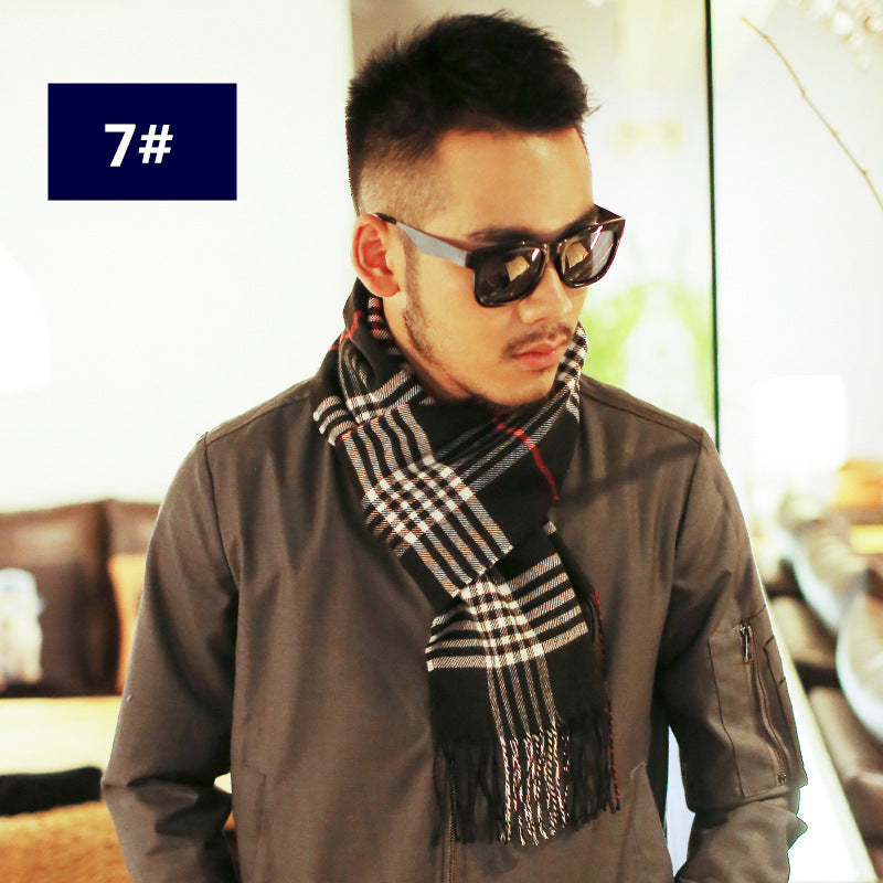 Men's Fashion Casual Warm Plaid Scarf