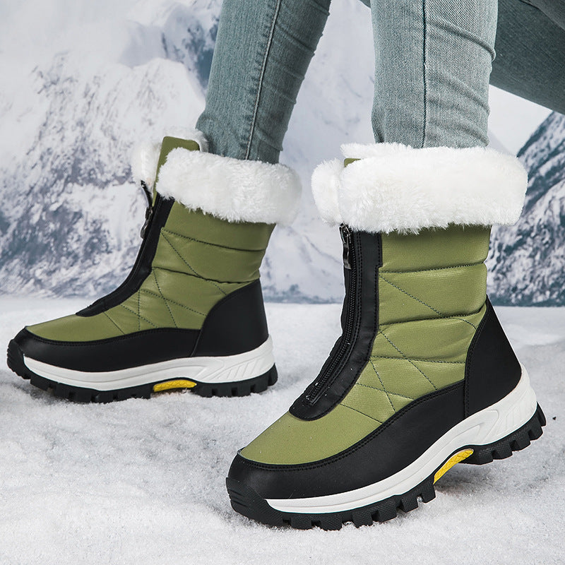 Women's Snow Boots Lightweight Platform Zipper Ankle Boots Winter Keep Warm Plush Shoes Outdoor Thickened High-top Plus Velvet Shoes