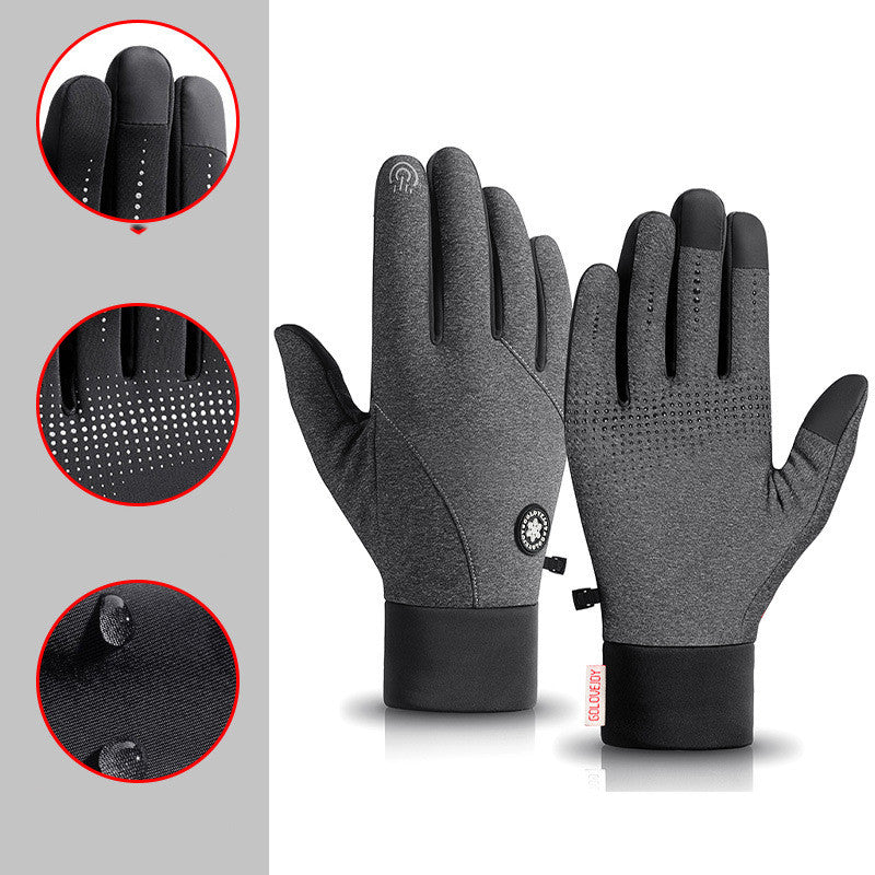 Outdoor Cycling Ski Sports Waterproof Touch Screen Plus Velvet Cold And Warm Gloves