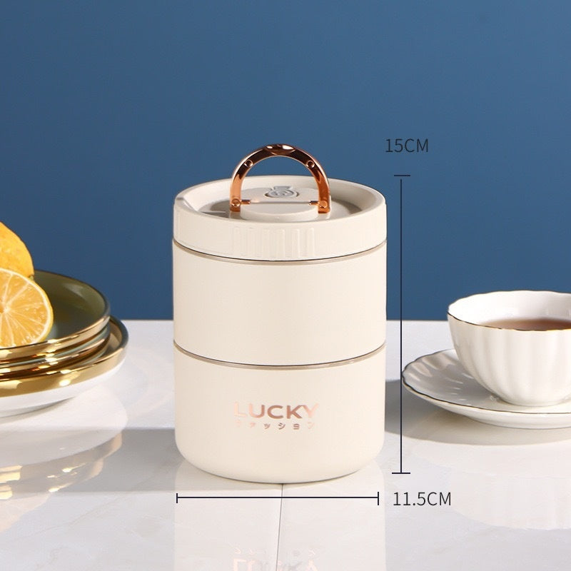 Stainless Steel Insulated Lunch Box Round Multi-layer Compartment - globaltradeleader