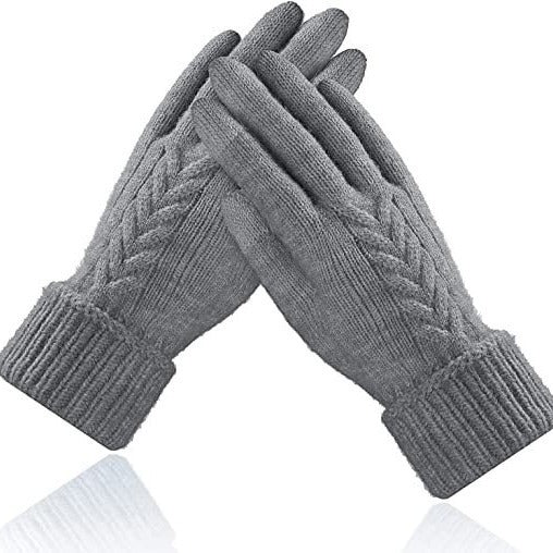 Autumn And Winter Jacquard Dark Gray Warm Touch Screen Magic Gloves - globaltradeleader