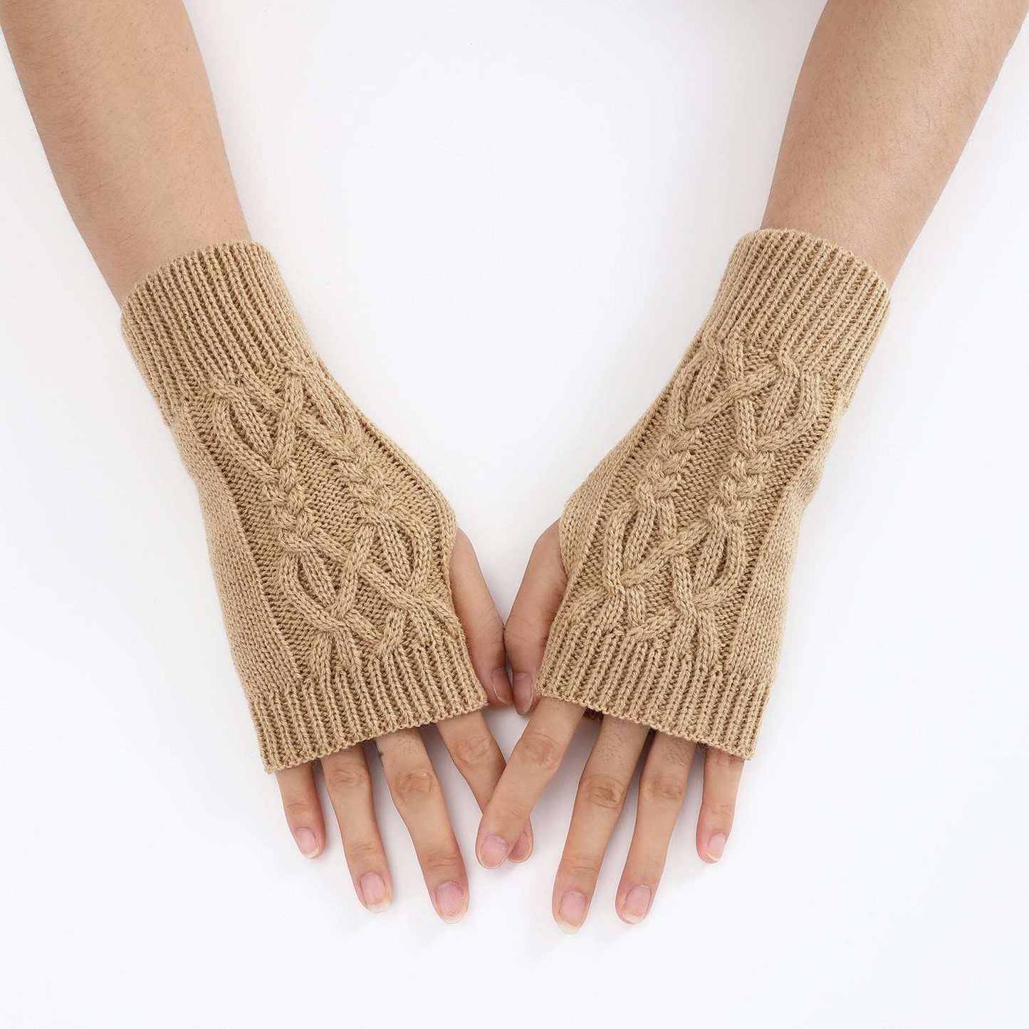 Knitted Half Gloves Female Cute Winter Open Finger Half Finger Student Male And Female Couple Wool - globaltradeleader