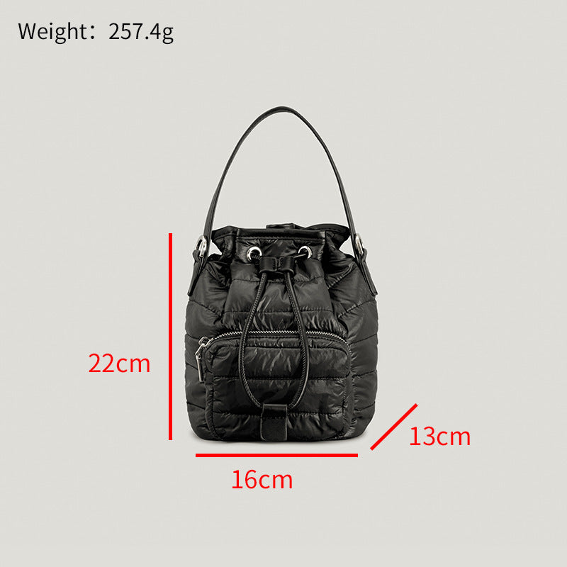 Retro Down Cotton Women's Bucket Bag Niche Nylon - globaltradeleader