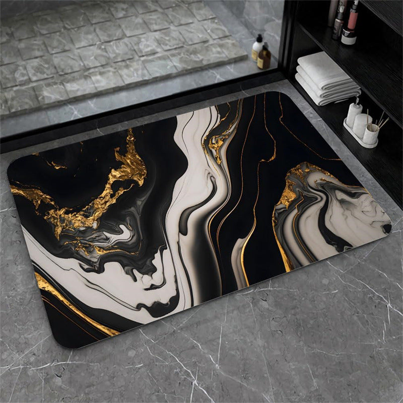 Nordic Light Luxury Marbling Diatom Ooze Absorbent Non-slip Floor Mat Toilet Door Quick-drying Feet - globaltradeleader