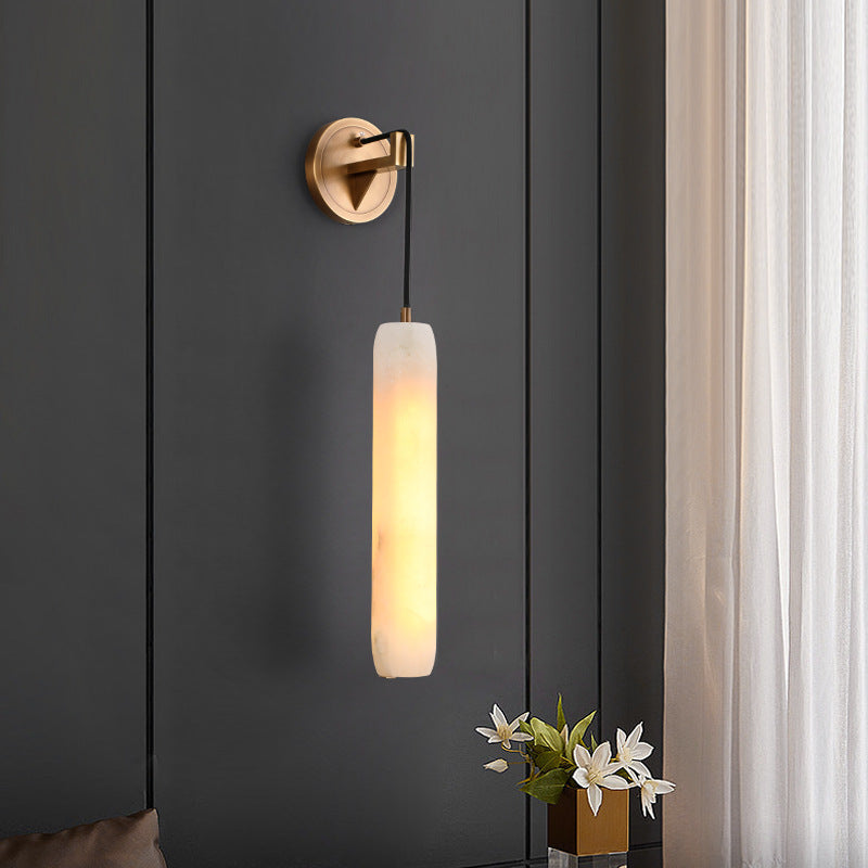 Natural Marble Bedroom Simple Soft Long Strip Suspension Wire Copper Small Droplight - globaltradeleader