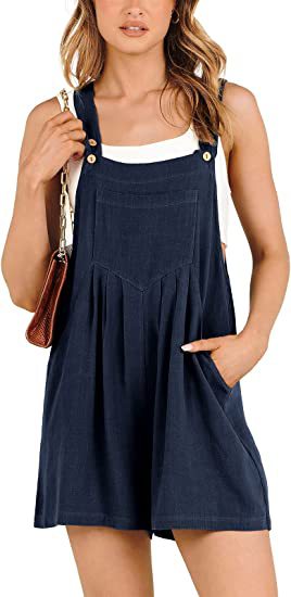 Women's Short Overalls Summer Casual Adjustable Strap Loose Short Bib Overalls Jumpsuit Rompers - globaltradeleader