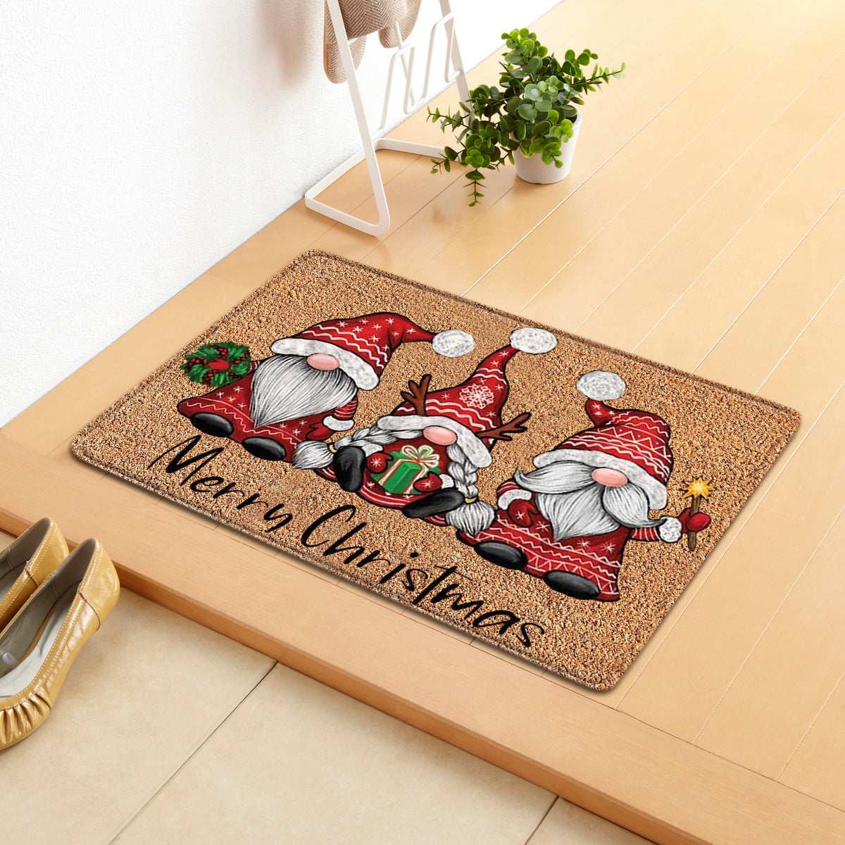 Cartoon Christmas Letters Entering The Door Carpet Floor Mat