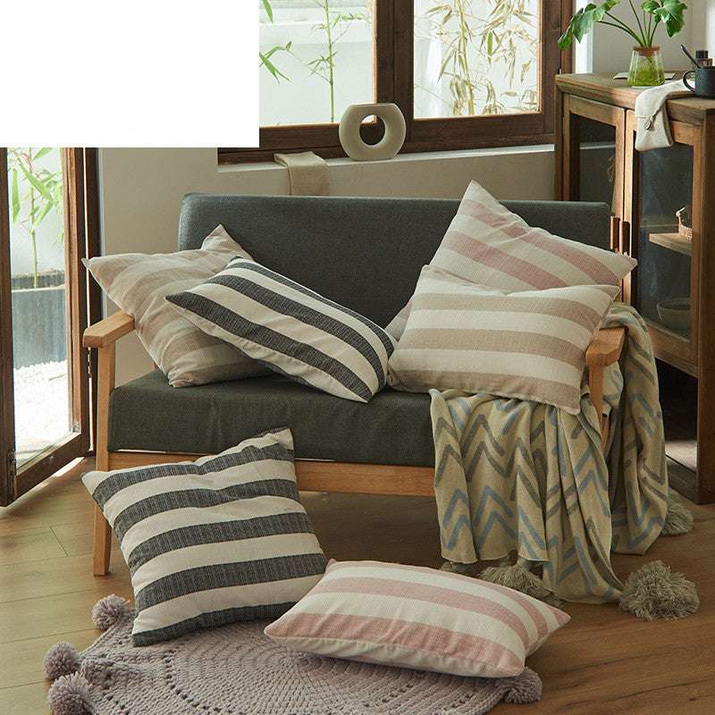 New Linen Cotton Geometric Striped Pillowcase