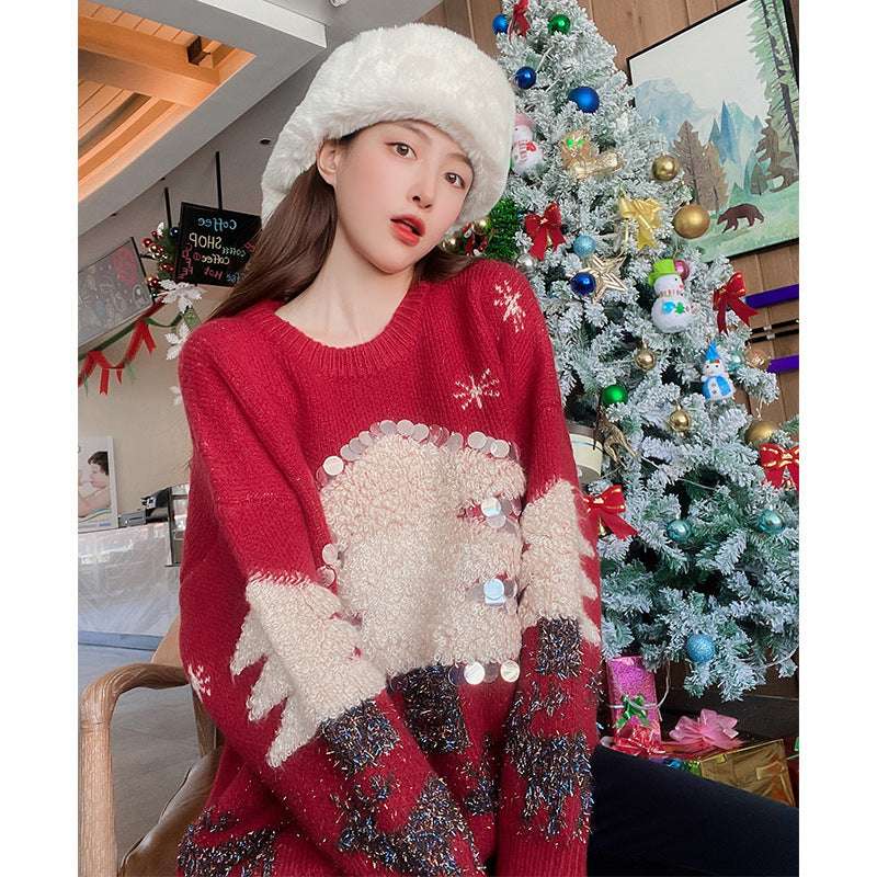 Women's Mid-length Christmas Lazy Loose Bottoming Sweater - globaltradeleader