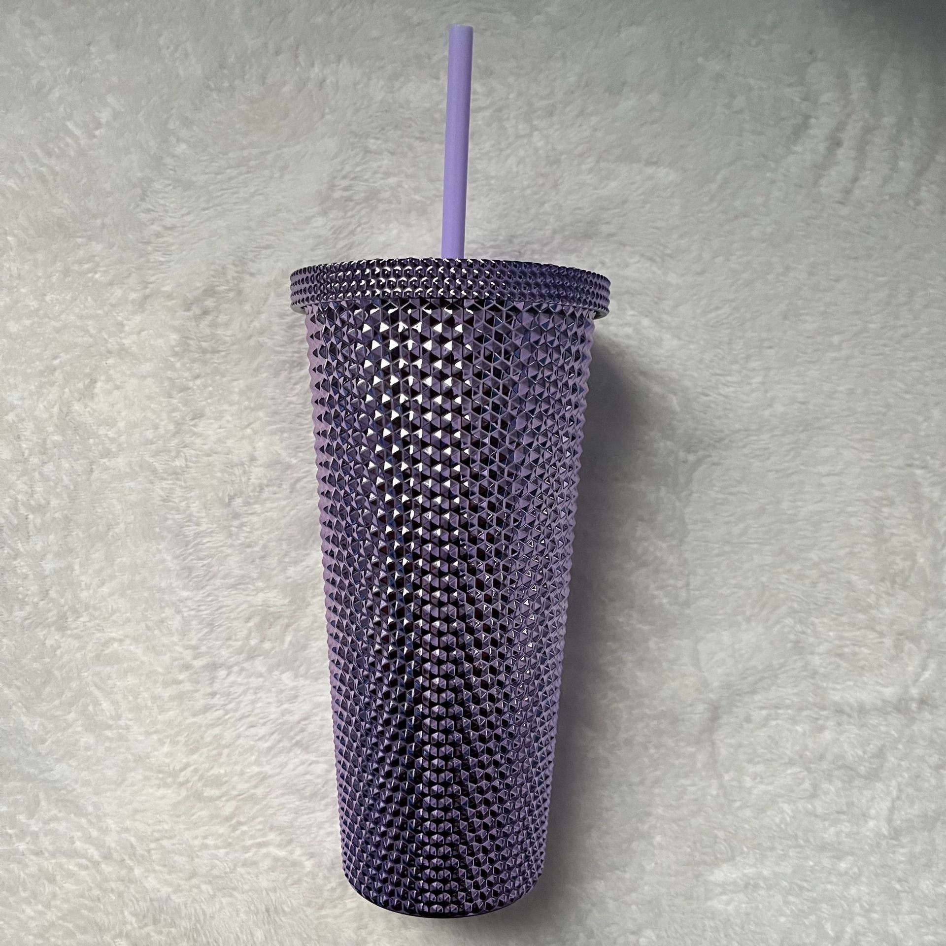 Outdoor Plastic Double Frosted Mug With Straw