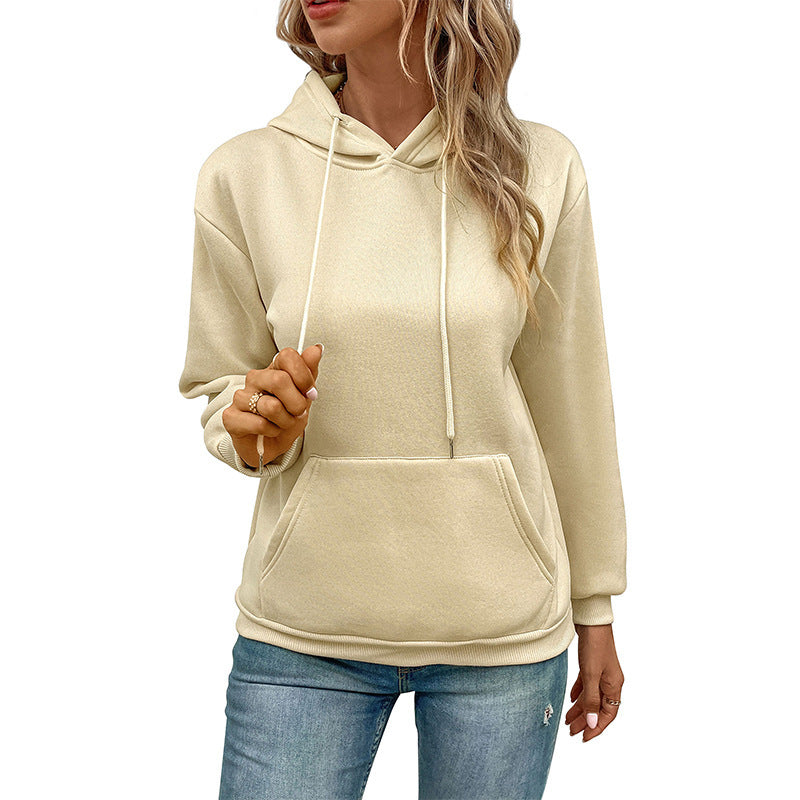 Cross-border Long Sleeve Solid Color Hoodie - globaltradeleader
