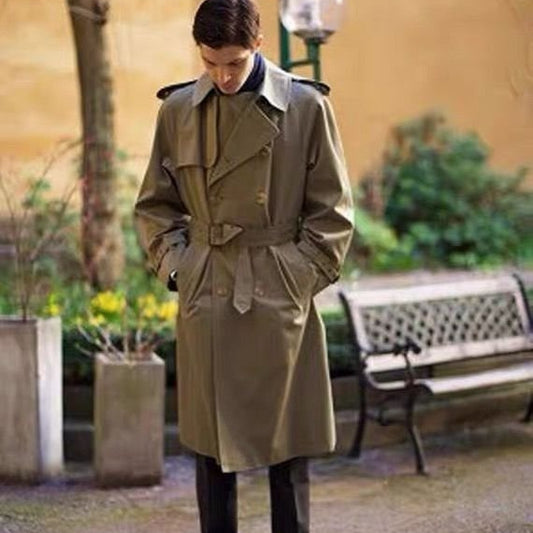 Double Breasted Business Coat British Casual Raglan Sleeve Overcoat - globaltradeleader