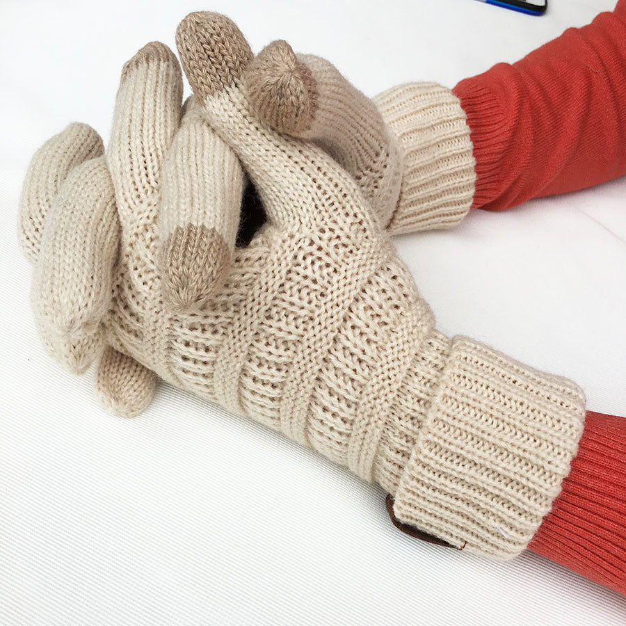 European And American Wool Knitted Turn-over Labeling Touch Screen Gloves - globaltradeleader