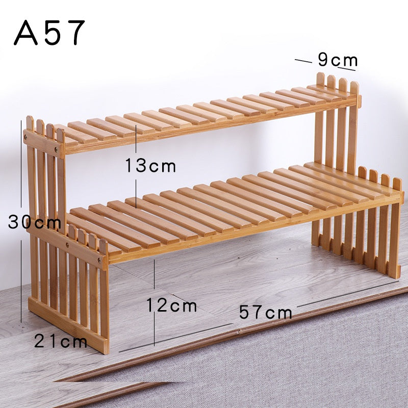 Multi-layer Solid Wood Small Flower Stand Office Desk Surface Panel Bamboo Plant Simplicity Succulent Pot Frame Balcony Storage - globaltradeleader