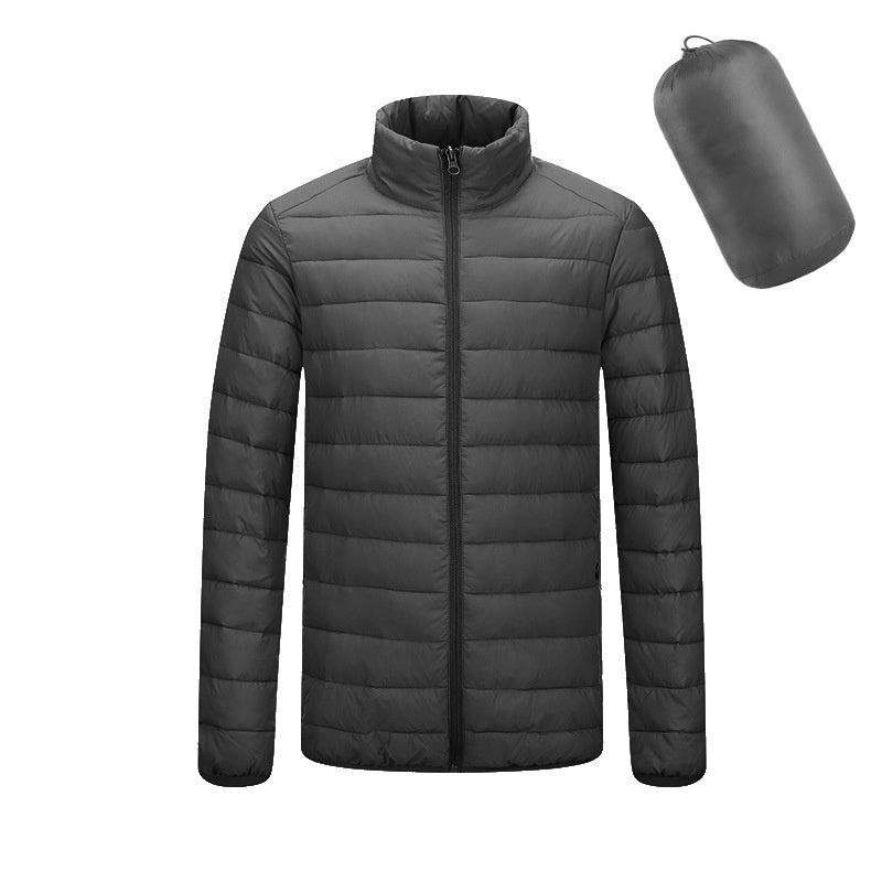 Men's Lightweight Hooded Coat Winter Warm Solid Color Zipper Jacket Fashion Portable Outerwear Top Clothing - globaltradeleader