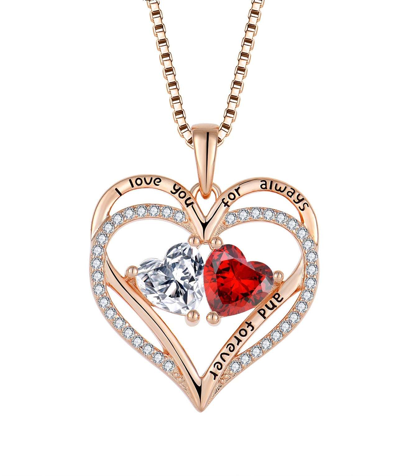 S925 Silver Double Love Necklace With Rhinestones Fashion Personality Heart-shaped Necklace Valentine's Day Gift - globaltradeleader
