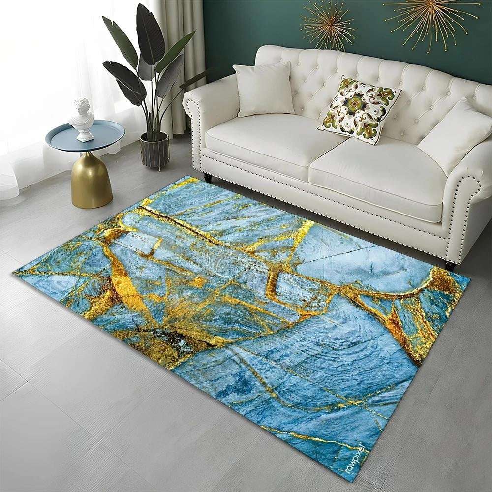 Green Blue Black Marble Nordic Carpet Flannel Printed Mat - globaltradeleader