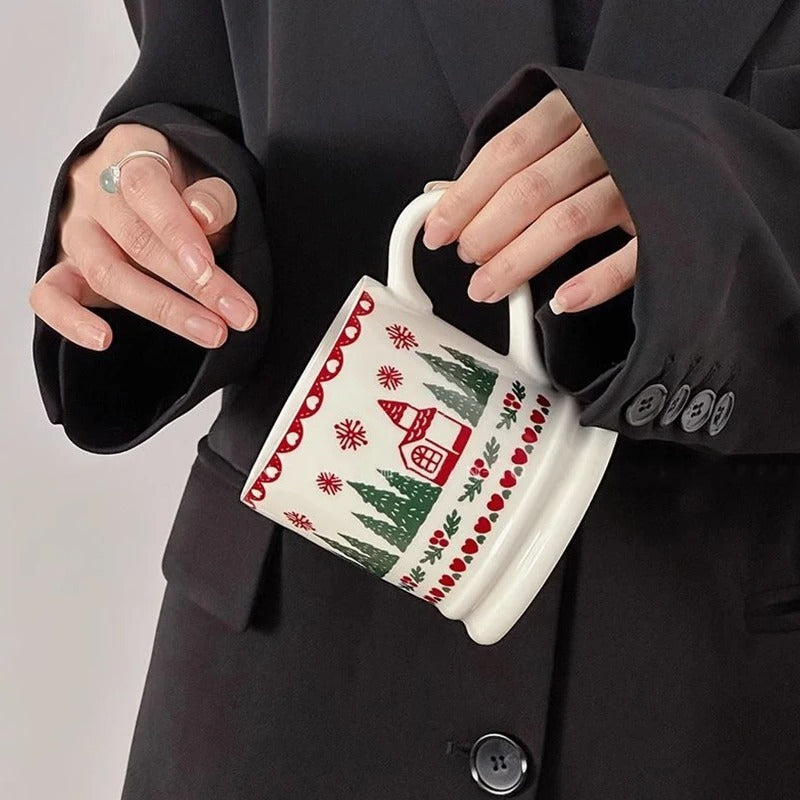 Christmas Cartoon Graffiti Ceramic Milk Mug Cup - globaltradeleader