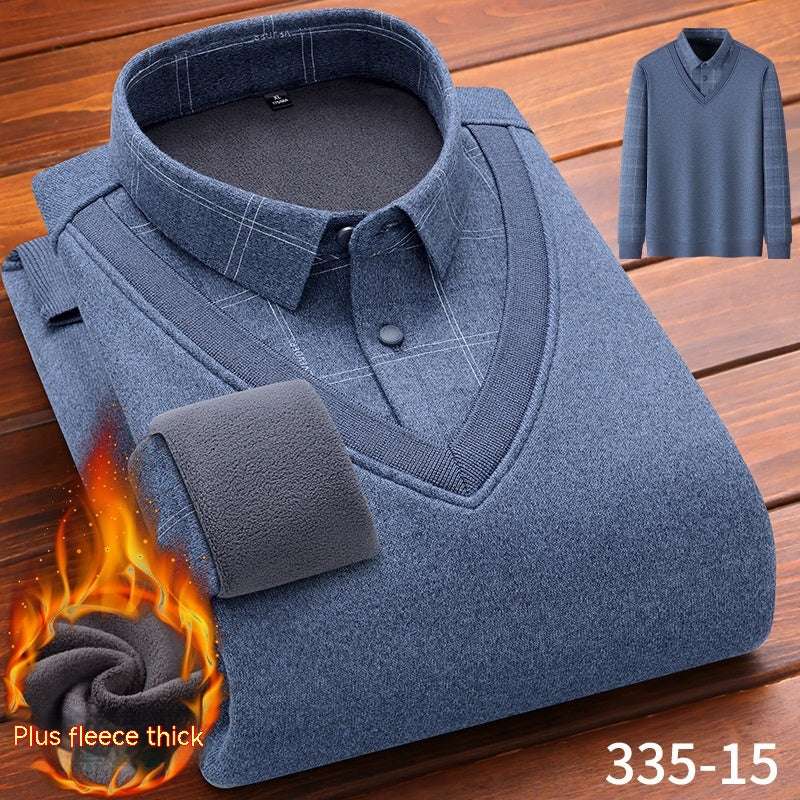 Winter Fleece False-two-piece Warm Shirt