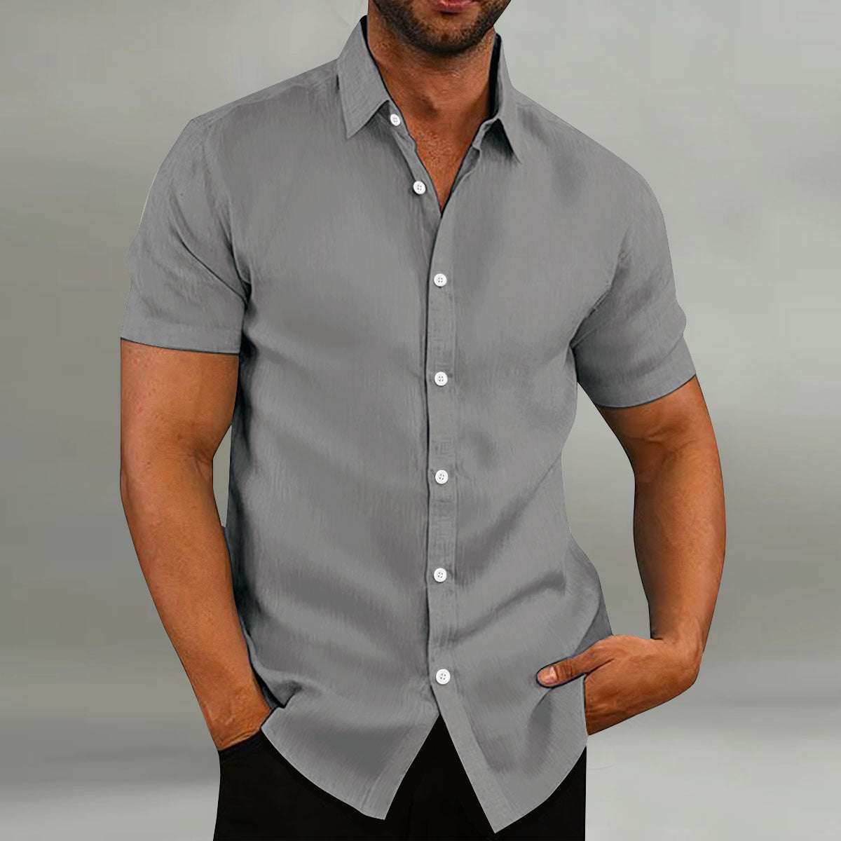 Men's Vintage Cotton Linen Casual Loose Short Sleeves Shirt - globaltradeleader