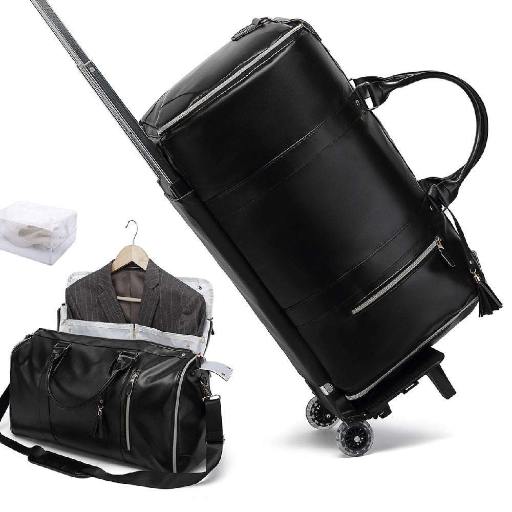Lengthened Foldable Trolley Large Capacity Suit Bag Full Black Travel Bag - globaltradeleader