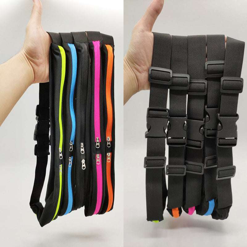 Sports Waist Bag With Double Pocket Slim Zip Running Phone Belt Bags - globaltradeleader